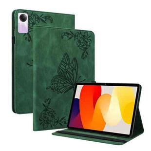 For Xiaomi Redmi Pad SE 11 inch Butterfly Flower Embossed Leather Tablet Case(Green)