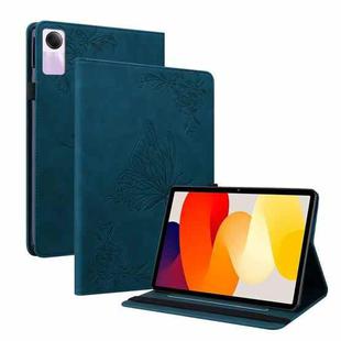 For Xiaomi Redmi Pad SE 11 inch Butterfly Flower Embossed Leather Tablet Case(Blue)