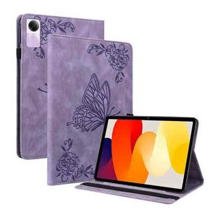 For Xiaomi Redmi Pad SE 11 inch Butterfly Flower Embossed Leather Tablet Case(Purple)