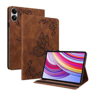 For Xiaomi Redmi Pad Pro 12.1 Butterfly Flower Embossed Leather Tablet Case(Brown)