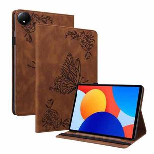 For Xiaomi Redmi Pad SE 8.7 Butterfly Flower Embossed Leather Tablet Case(Brown)