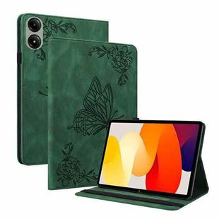 For Redmi Pad 2 / Redmi Pad SE 11 2025 Butterfly Flower Embossed Leather Tablet Case(Green)