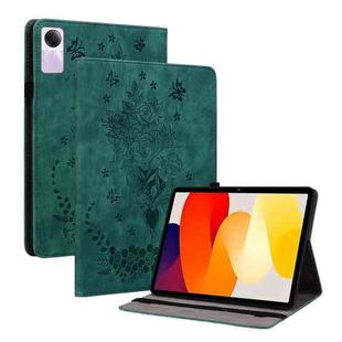 For Xiaomi Redmi Pad SE 11 inch Butterfly Rose Embossed Leather Tablet Case(Green)