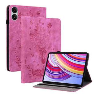 For Xiaomi Redmi Pad Pro 12.1 Butterfly Rose Embossed Leather Tablet Case(Rose Red)