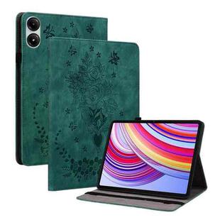 For Xiaomi Redmi Pad Pro 12.1 Butterfly Rose Embossed Leather Tablet Case(Green)