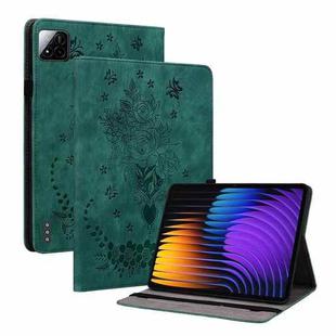 For Xiaomi Pad 7 / Pad 7 Pro Butterfly Rose Embossed Leather Tablet Case(Green)