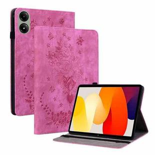 For Redmi Pad 2 / Redmi Pad SE 11 2025 Butterfly Rose Embossed Leather Tablet Case(Rose Red)