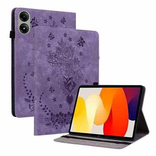 For Redmi Pad 2 / Redmi Pad SE 11 2025 Butterfly Rose Embossed Leather Tablet Case(Purple)