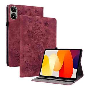 For Redmi Pad 2 / Redmi Pad SE 11 2025 Butterfly Rose Embossed Leather Tablet Case(Red)