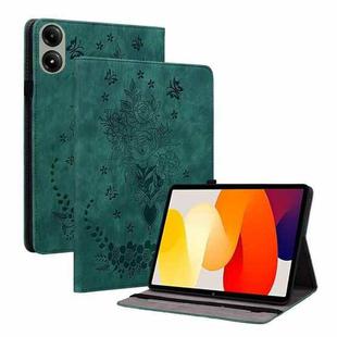 For Redmi Pad 2 / Redmi Pad SE 11 2025 Butterfly Rose Embossed Leather Tablet Case(Green)
