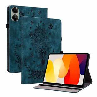 For Redmi Pad 2 / Redmi Pad SE 11 2025 Butterfly Rose Embossed Leather Tablet Case(Dark Blue)