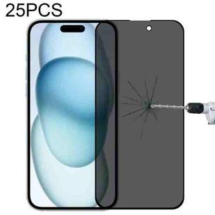 For iPhone 15 Pro / 15 25pcs Full Cover Anti-spy Silk Screen Tempered Glass Film