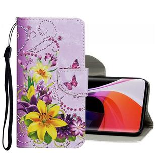 For Xiaomi Mi 10 5G Colored Drawing Pattern Horizontal Flip Leather Case with Holder & Card Slots & Wallet(Yellow Flower Butterfly)