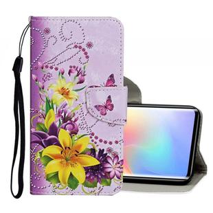 For Xiaomi Mi Note 10 Lite Colored Drawing Pattern Horizontal Flip Leather Case with Holder & Card Slots & Wallet(Yellow Flower Butterfly)
