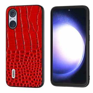 For Sony Xperia 5 V ABEEL Genuine Leather Crocodile Pattern Black Edge Phone Case(Red)