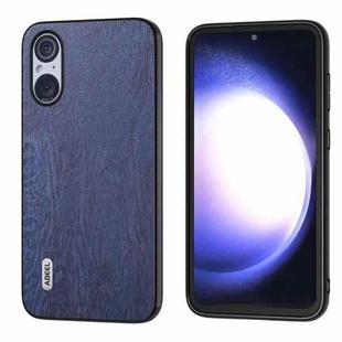 For Sony Xperia 5 V ABEEL Wood Texture PU Phone Case(Blue)