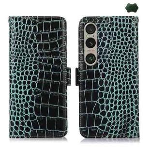 For Sony Xperia 1 VI Crocodile Top Layer Cowhide Leather Phone Case(Green)
