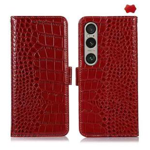 For Sony Xperia 1 VI Crocodile Top Layer Cowhide Leather Phone Case(Red)