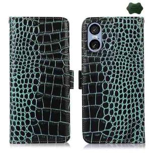 For Sony Xperia 5 VI Crocodile Top Layer Cowhide Leather Phone Case(Green)