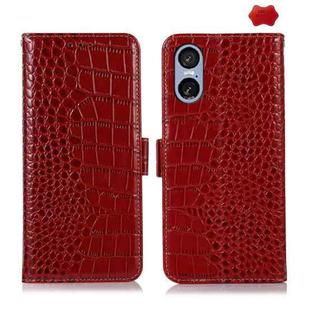 For Sony Xperia 5 VI Crocodile Top Layer Cowhide Leather Phone Case(Red)