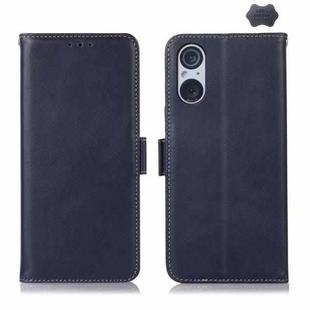 For Sony Xperia 5 V Crazy Horse Top Layer Cowhide Leather Phone Case(Blue)