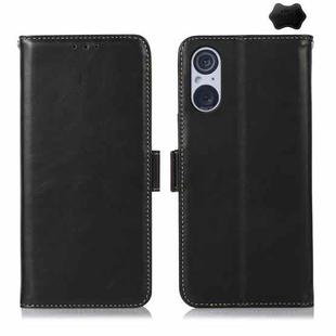 For Sony Xperia 5 V Crazy Horse Top Layer Cowhide Leather Phone Case(Black)