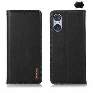 For Sony Xperia 5 V KHAZNEH Nappa Top Layer Cowhide Leather Phone Case(Black)