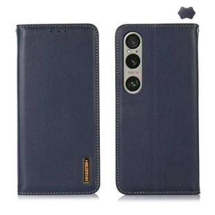 For Sony Xperia 1 VI KHAZNEH Nappa Top Layer Cowhide Leather Phone Case(Blue)