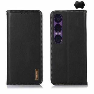 For Sony Xperia 1 VII KHAZNEH Nappa Top Layer Cowhide Leather Phone Case(Black)