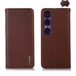 For Sony Xperia 1 VII KHAZNEH Nappa Top Layer Cowhide Leather Phone Case(Brown)