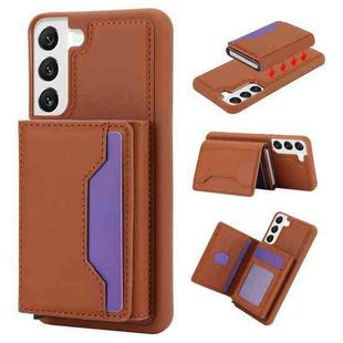 For Samsung Galaxy S22+ RFID Anti-theft Detachable Card Bag Leather Phone Case(Brown)