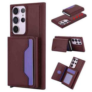 For Samsung Galaxy S23 Ultra RFID Anti-theft Detachable Card Bag Leather Phone Case(Wine Red)