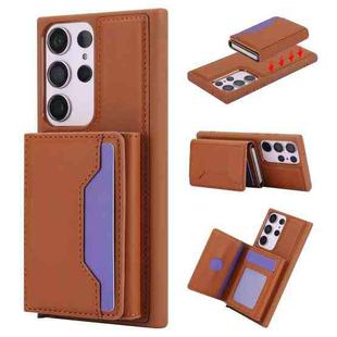 For Samsung Galaxy S23 Ultra RFID Anti-theft Detachable Card Bag Leather Phone Case(Brown)