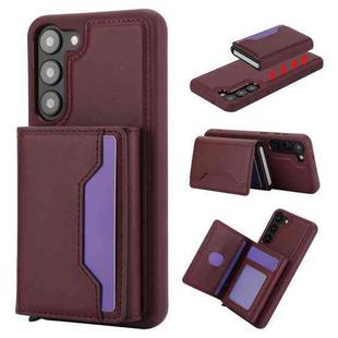 For Samsung Galaxy S23+ RFID Anti-theft Detachable Card Bag Leather Phone Case(Wine Red)