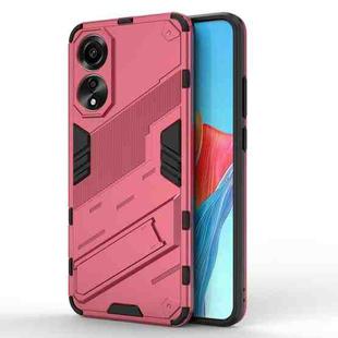 For OPPO A78 4G Punk Armor 2 in 1 PC + TPU Phone Case with Holder(Light Red)