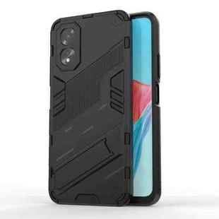 For OPPO A38 4G Global Punk Armor 2 in 1 PC + TPU Phone Case with Holder(Black)