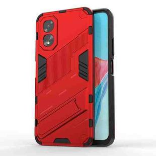 For OPPO A38 4G Global Punk Armor 2 in 1 PC + TPU Phone Case with Holder(Red)