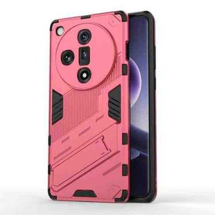 For OPPO Find X7 5G Punk Armor 2 in 1 PC + TPU Phone Case with Holder(Light Red)