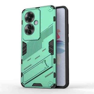 For OPPO Reno11 F 5G Global Punk Armor 2 in 1 PC + TPU Phone Case with Holder(Green)