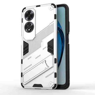 For OPPO A60 4G Global Punk Armor 2 in 1 PC + TPU Phone Case with Holder(White)