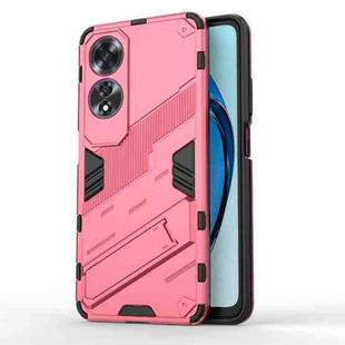 For OPPO A60 4G Global Punk Armor 2 in 1 PC + TPU Phone Case with Holder(Light Red)