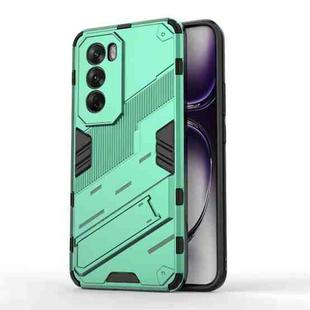 For OPPO Reno12 Global Punk Armor 2 in 1 PC + TPU Phone Case with Holder(Green)