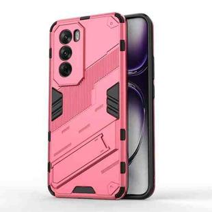 For OPPO Reno12 Global Punk Armor 2 in 1 PC + TPU Phone Case with Holder(Light Red)