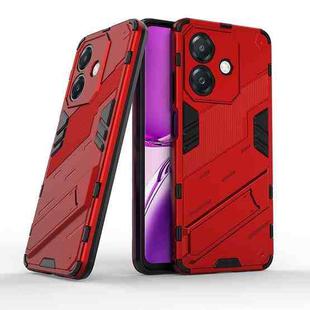 For OPPO A3X 5G India Punk Armor 2 in 1 PC + TPU Phone Case with Holder(Red)