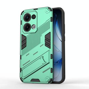 For OPPO Reno13 5G Global Punk Armor 2 in 1 PC + TPU Phone Case with Holder(Green)