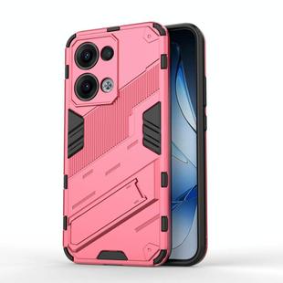 For OPPO Reno13 5G Global Punk Armor 2 in 1 PC + TPU Phone Case with Holder(Light Red)