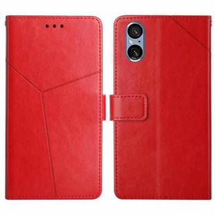 For Sony Xperia 5 V Y-shaped Pattern Flip Leather Phone Case(Red)