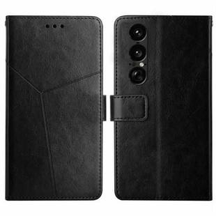 For Sony Xperia 1 VII Y-shaped Pattern Flip Leather Phone Case(Black)