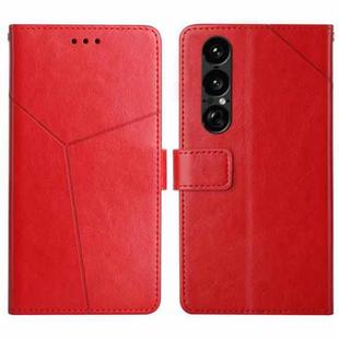 For Sony Xperia 1 VII Y-shaped Pattern Flip Leather Phone Case(Red)