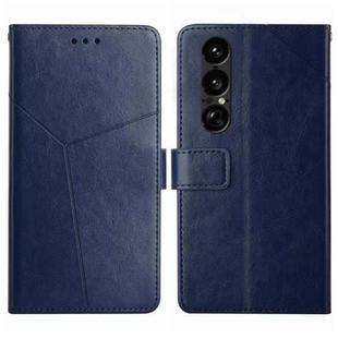 For Sony Xperia 1 VII Y-shaped Pattern Flip Leather Phone Case(Blue)